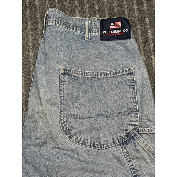 Vintage Polo Jeans Co. Ralph Lauren Men‎ Blue Carpenter Denim Jeans Baggy 31x28 - Picture 2 of 8